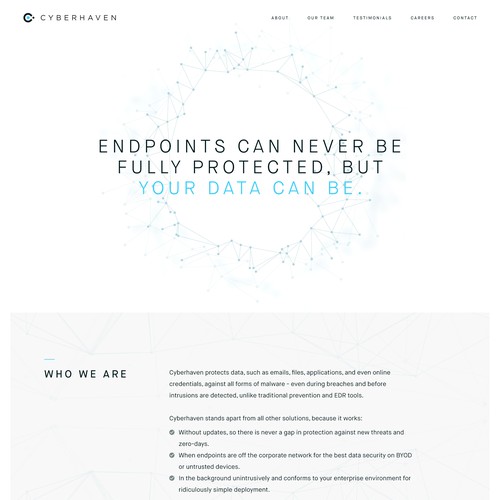 Security website with the title 'Cyberhaven'