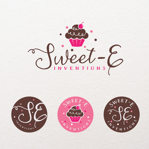 Cupcake design with the title 'Up & Coming Chocolatier... In Need of a SWEET Logo'