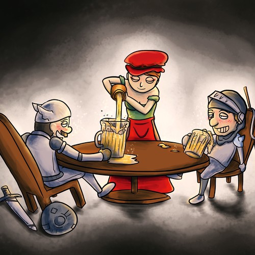 Board game illustration with the title 'Ritterschlag'