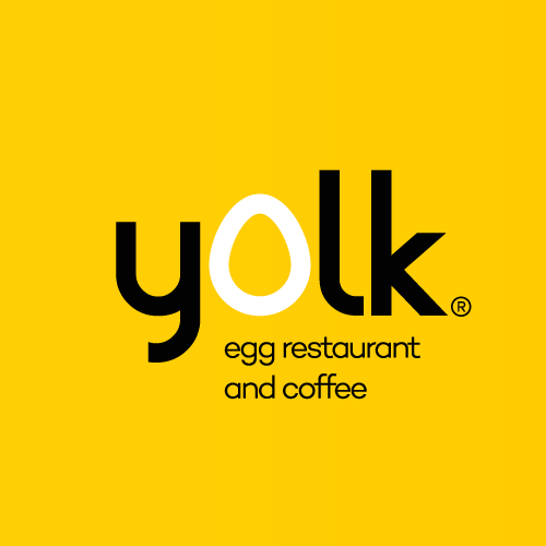 Yellow brand with the title 'Yolk restaurant and coffe'