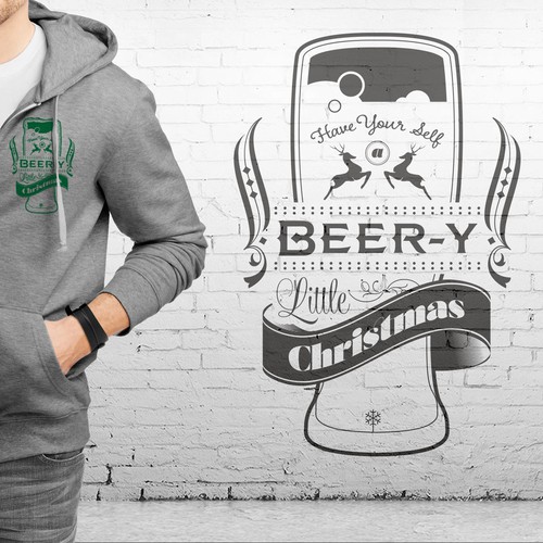 Contrast design with the title 'Christmas Beer Hoodie - Guaranteed!'