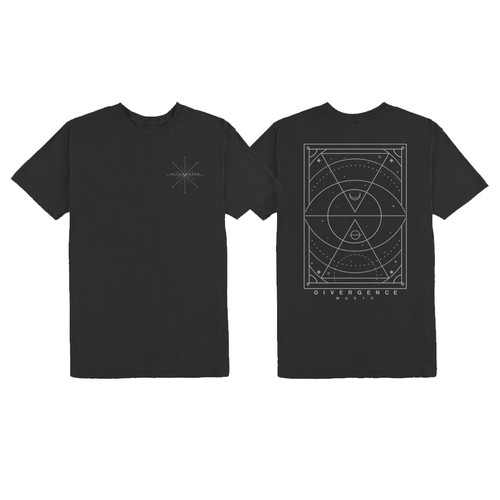 Geometric design with the title 'Divergence Music T-Shirt Design'