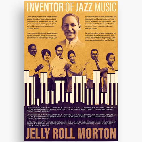 Keyboard design with the title 'Poster design for a Jazz artist '