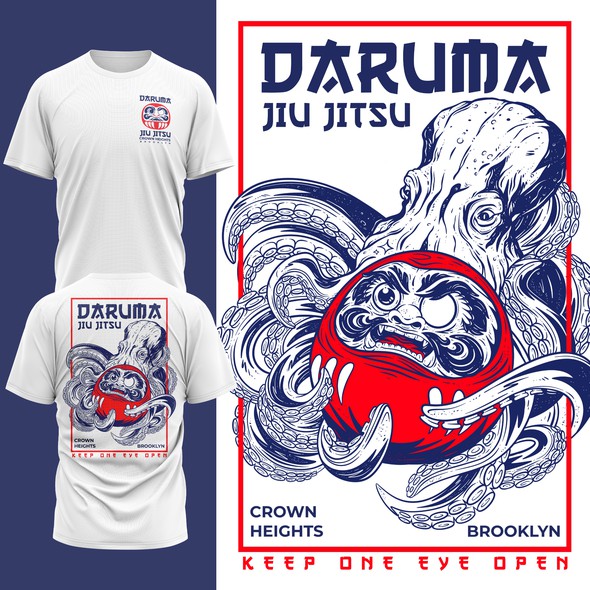 Blue t-shirt with the title 'Daruma Jiu Jitsu'