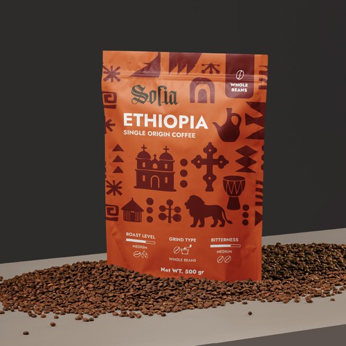 Coffee packaging with the title 'Coffee Line Packaging'