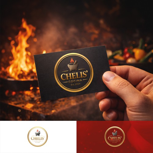 Mexican logo with the title 'Premium rustic badge logo for a Latin kitchen'