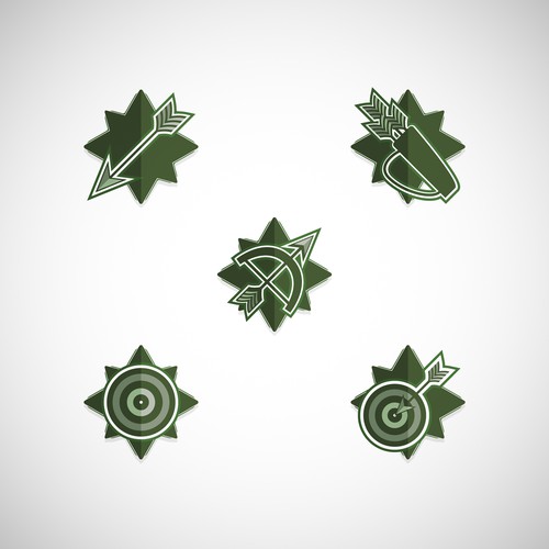 Badge illustration with the title 'Green Arrow & Quiver Badge Design'