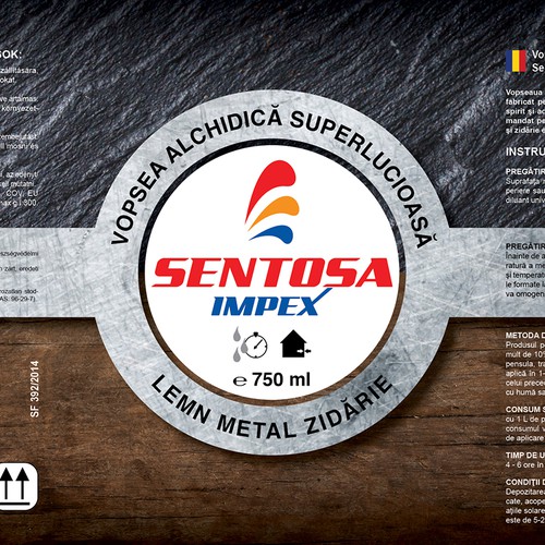 Print label with the title 'Package design for paint box.'
