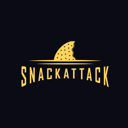 鲨鱼logo，标题为“为Snackattack创建一个美味干净的logo，你的logo每天将有3000人浏览!!”