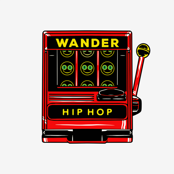 老虎机标志，标题为“logo for Wander HipHop”