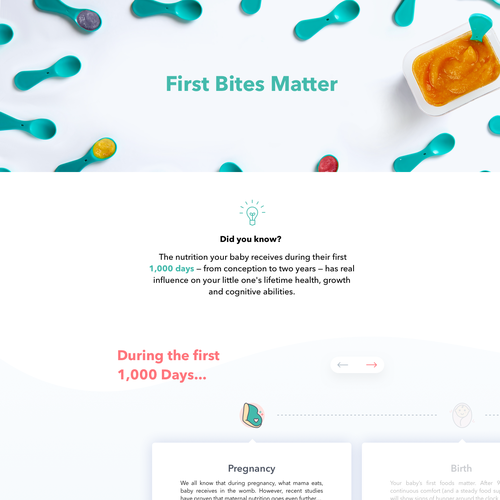 Education design with the title 'First bites matter'