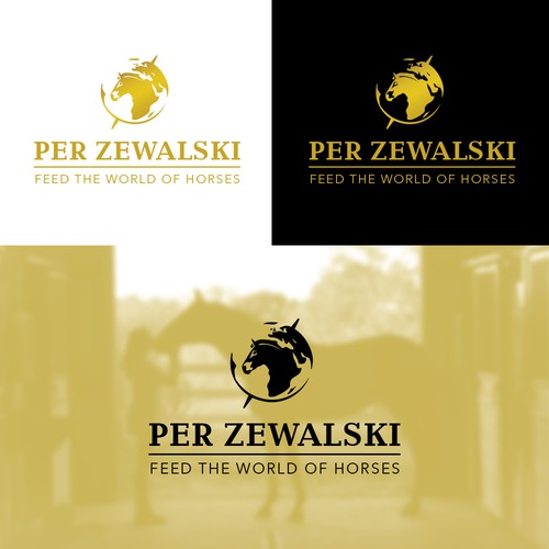 Equine design with the title 'Worldwide brand for equine feed company'