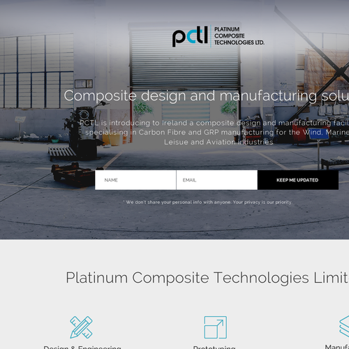 Manufacturing design with the title 'Landing Page'
