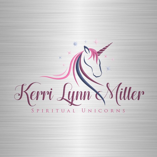 Unicorn logo with the title 'Kerri Lynn Miller, Spiritual Unicorns logo'