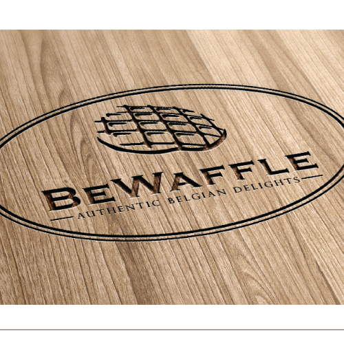 Cookie design with the title 'Logo for BeWaffle - Authentic Belgian Delights'