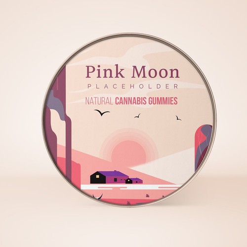 Gummy packaging with the title 'Gummies can concept for pinkmoon'