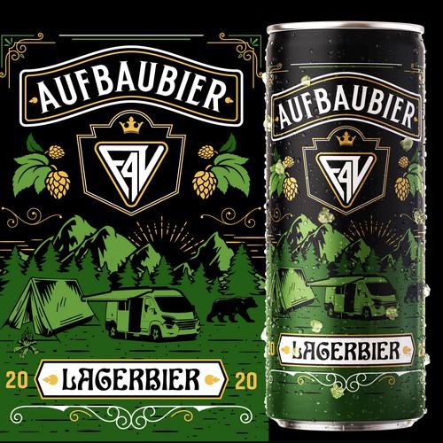 Creative label with the title 'Aufbaubier Packaging'