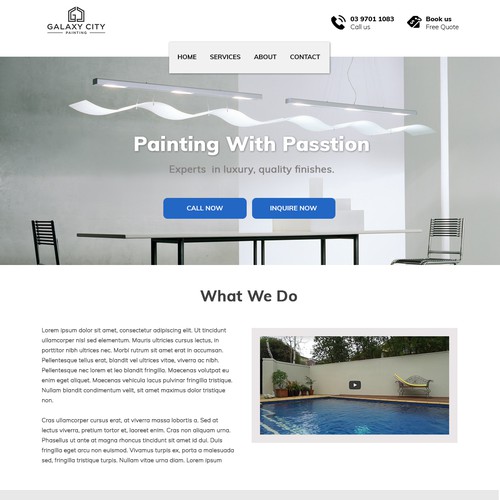 White-space website with the title 'Clean & Professional Design for Painting Industry'