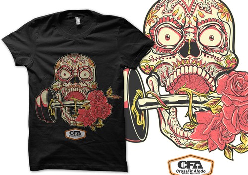 Fitness t-shirt with the title 'Sugar Skull Fitness Competition Shirt'