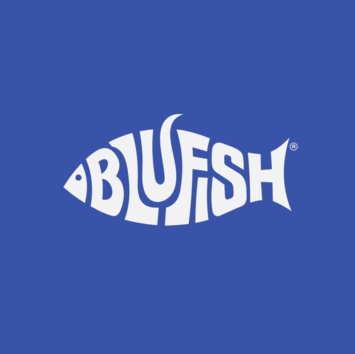 Neon blue safari logo with the title 'Blufish'