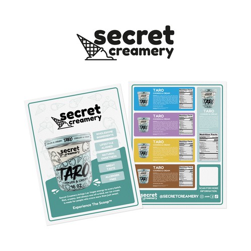Design with the title 'SECRET-CREAMERY'