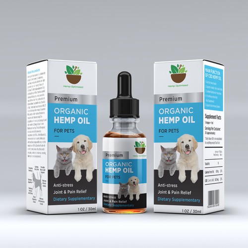 Hemp oil packaging with the title 'Modern packaging design for Organic Hemp oil'
