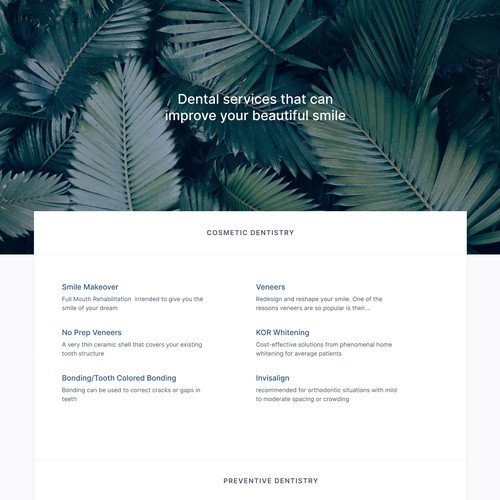 Dental website with the title 'Dental services page design'