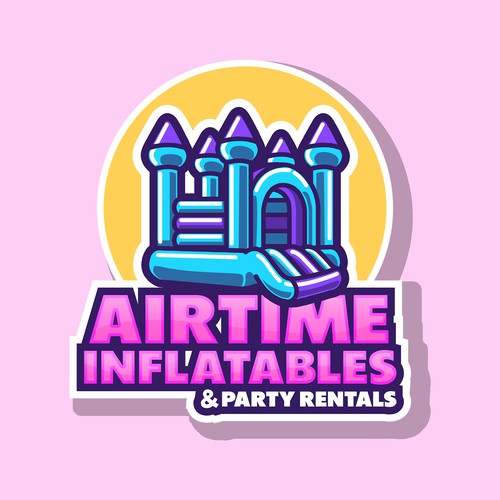 Bounce house logo with the title 'Cute logo for a party rentals'