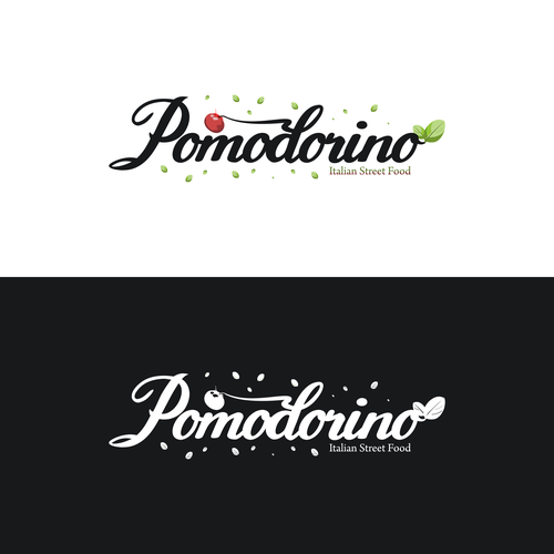 Culinary logo with the title 'Pomodorino Italian Street Food Logo'