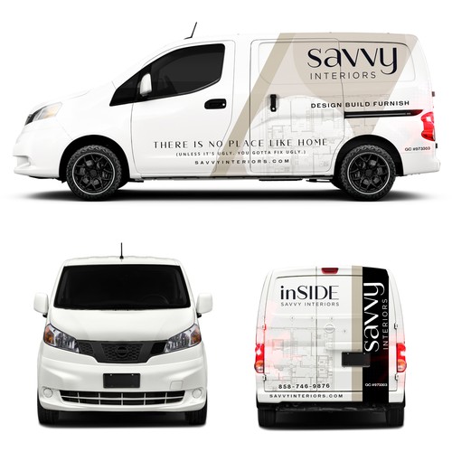 Wrapping design with the title 'Van wrap Savvy Interiors'