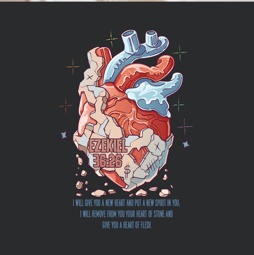 Heart design with the title 'Ezekiel 36:26 Illustration'