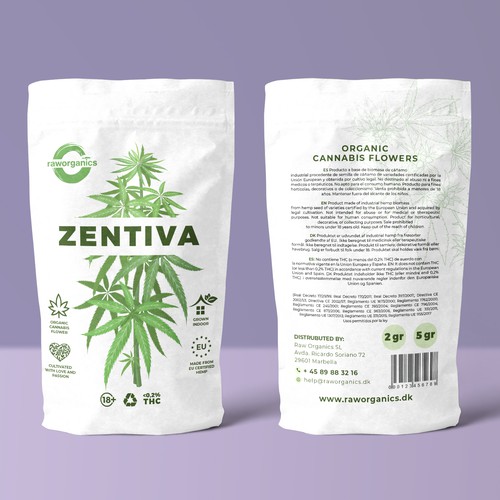 Raw packaging with the title 'Raw Organics Zendica '