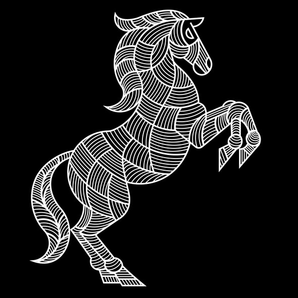 Outline illustration with the title 'HORSE'