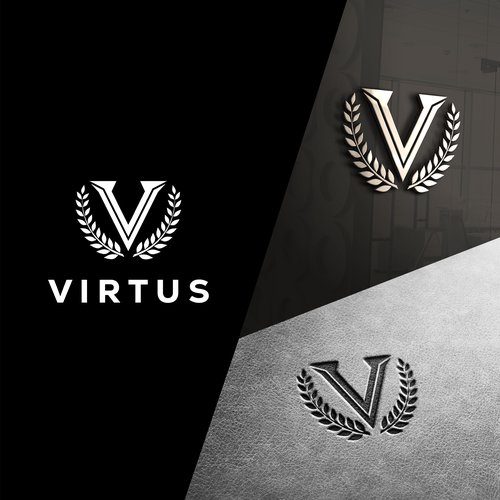 V logo with the title 'VIRTUS'