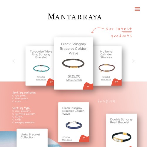 Energy website with the title 'Mantarraya - "A new wave of thinking" jewellery'