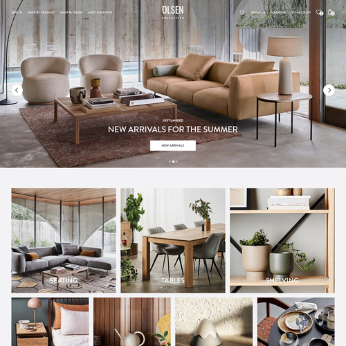 Furniture website with the title 'Web design for Interior Marketplace'