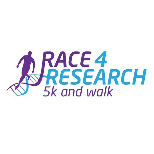 Research logo with the title 'Science-themed logo for Race 4 Research 5K fundraiser'