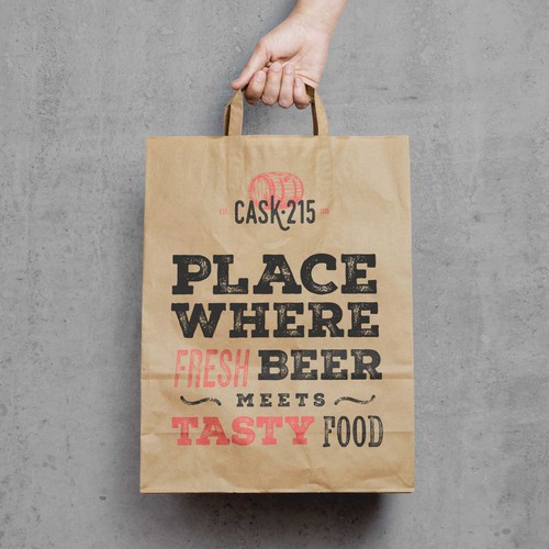 Paper bag packaging with the title 'Vintage style paper bag for a restaurant'