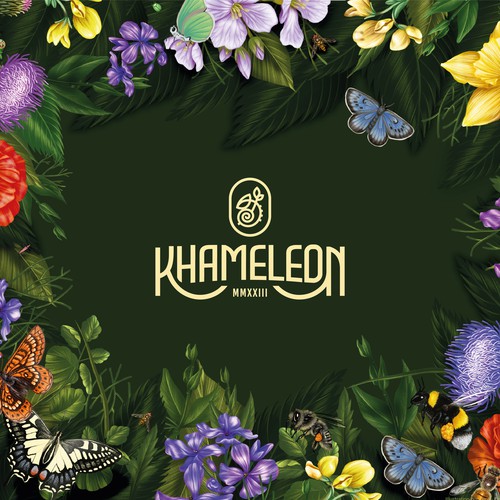 Environmental design with the title 'Brand identity design for Khameleon'