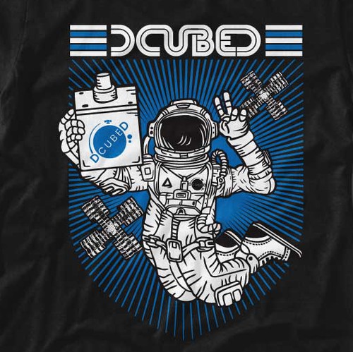 Astronaut t-shirt with the title 'DcubeD Space T-Shirt Design'