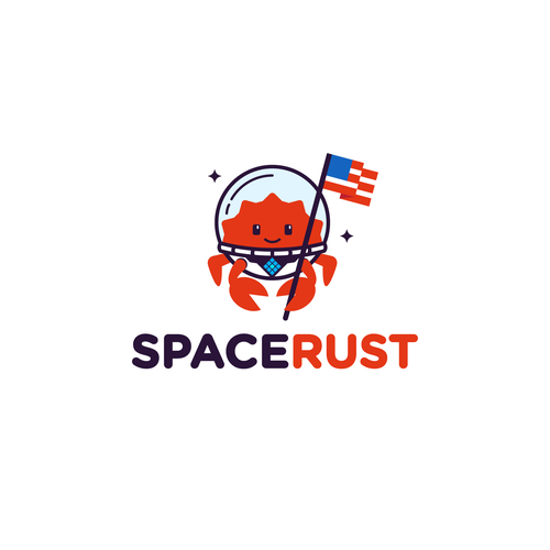 Crab logo with the title 'Playful logo for Space Rust'