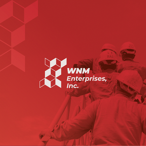 Blue and red logo with the title 'Logo Design Proposal for WNM Enterprises, Inc.'