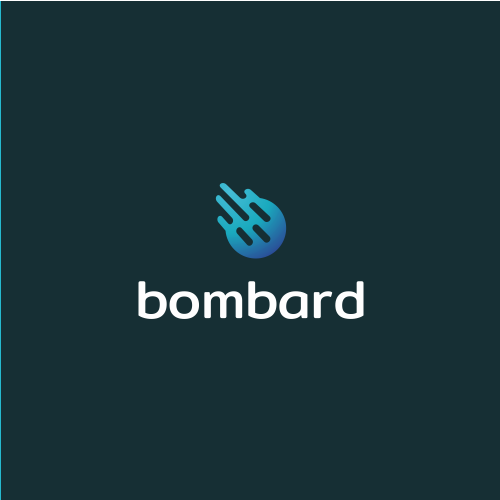 Gradient logo with the title 'Playful and dynamic logo for IT company: Bombard'