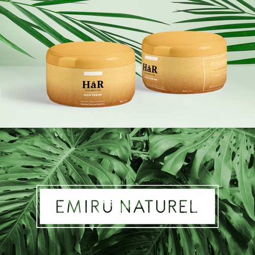 Oil label with the title 'Har hair cream'