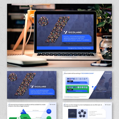 Marketplace design with the title 'PowerPoint Design for the "Vicoland" Project'