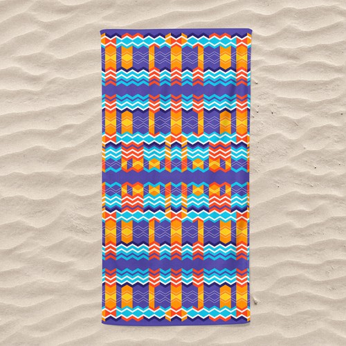 Geometric illustration with the title 'beach towel design'
