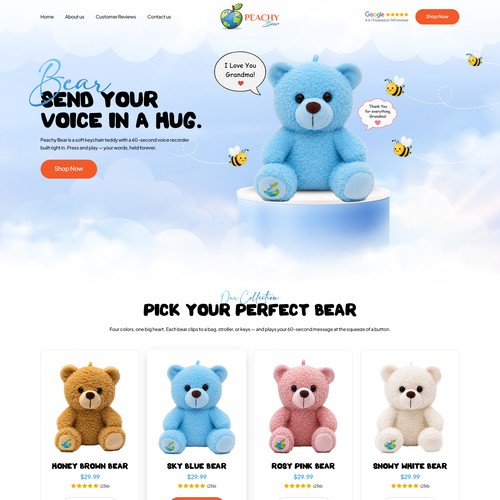 Photoshop design with the title 'Peachy Bear'