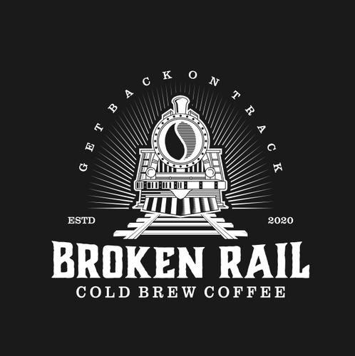 Train brand with the title 'Broken Rail Cold Brew Coffee'