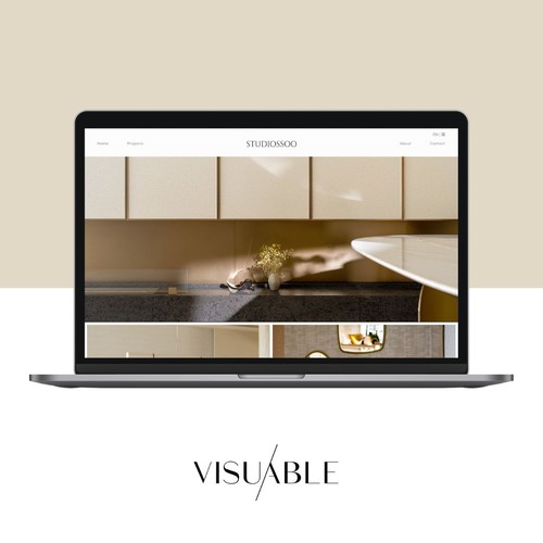 Interior design website with the title 'Website Design for a Creative Studio Brand'