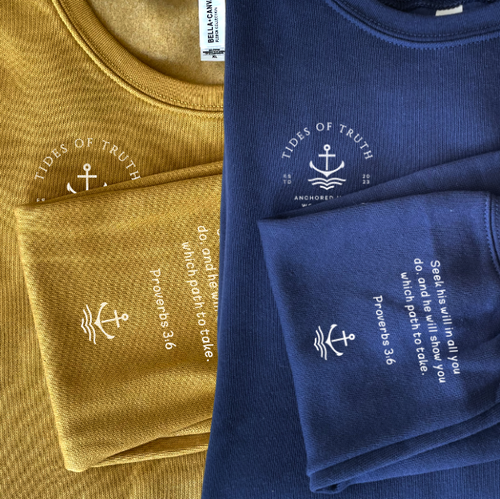 Church logo with the title 'Tides of truth -'